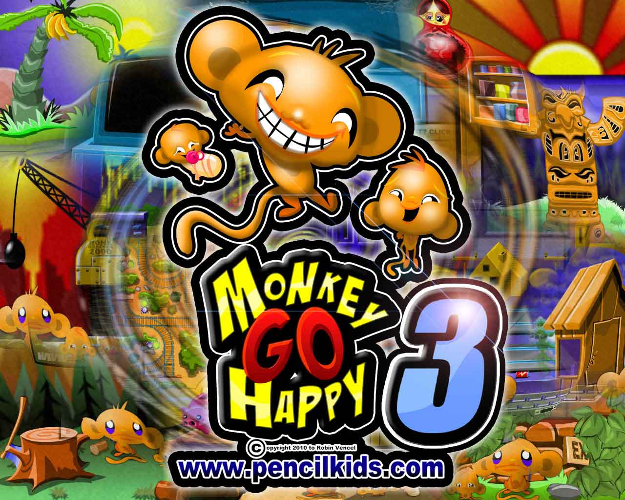 Интересная игра Monkey GO Happy 3 веселить обезьянку